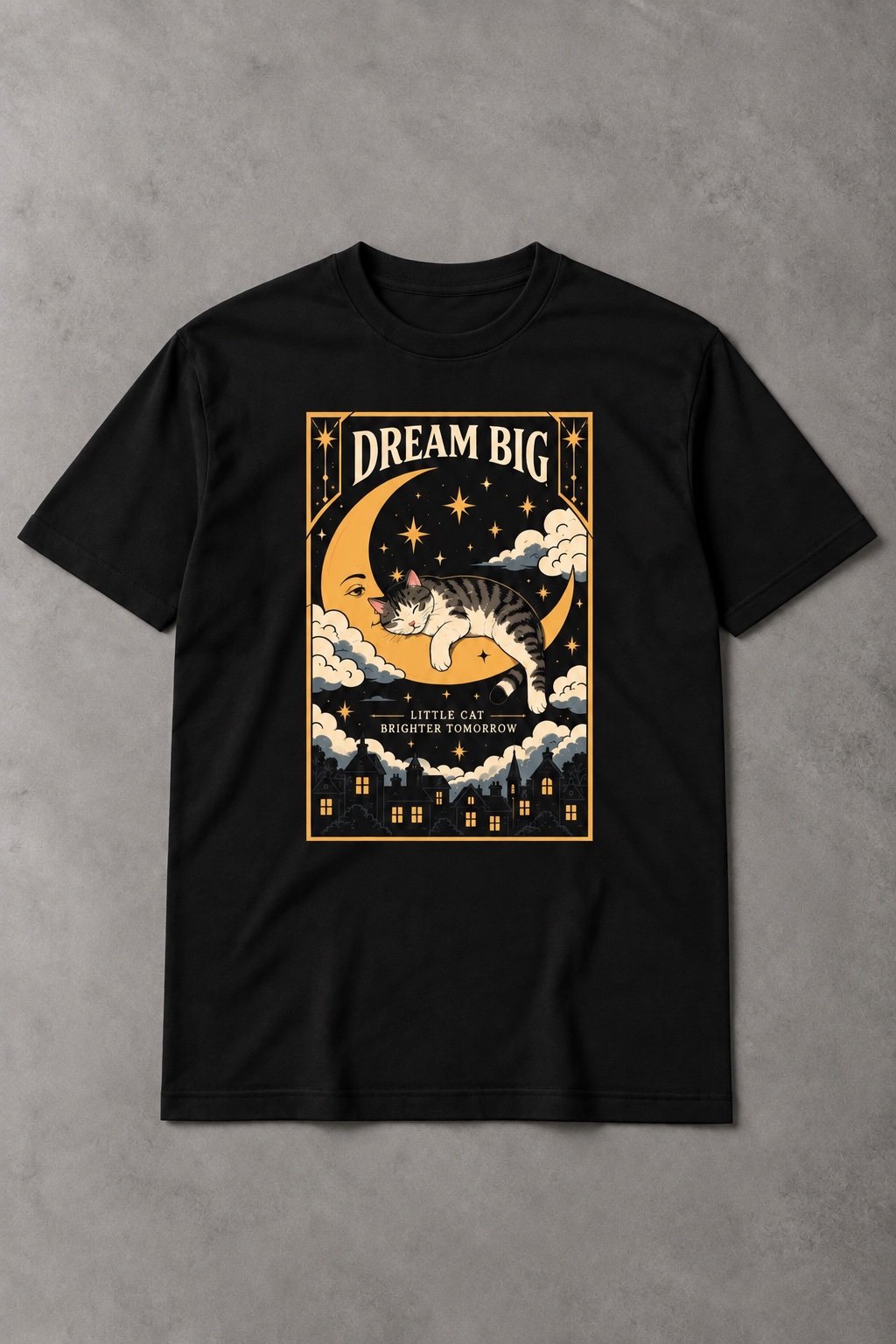 Camiseta Dream Big – Gato Durmiendo en la Luna - imagen 1