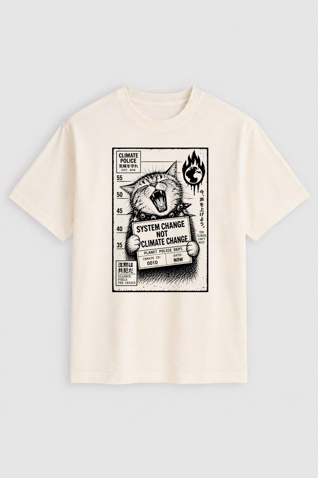 Camiseta Climate Police – System Change, Not Climate Change - Punk Cat - imagen 1