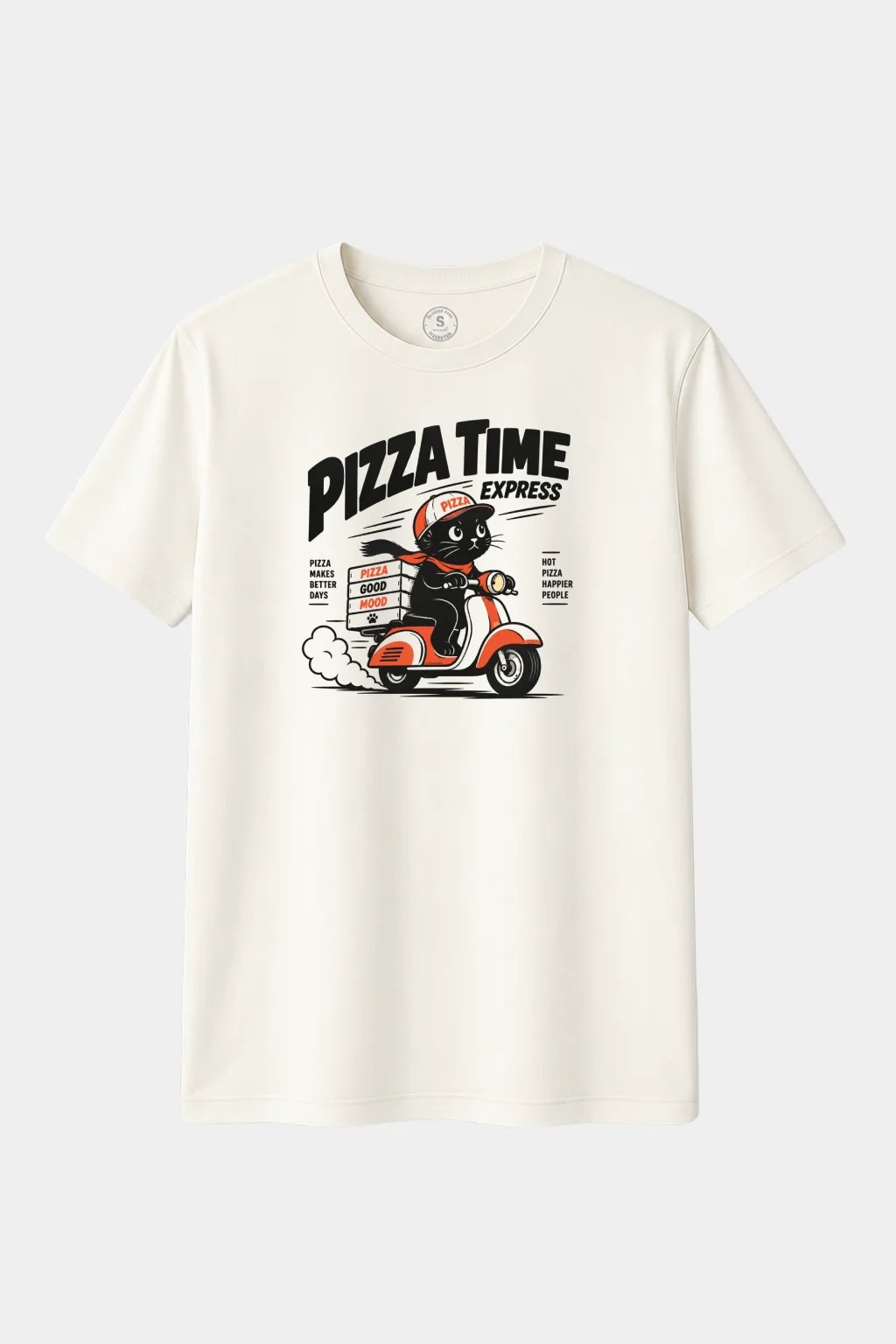 Camiseta Pizza Time Express – Gato Repartidor de Pizza - imagen 1