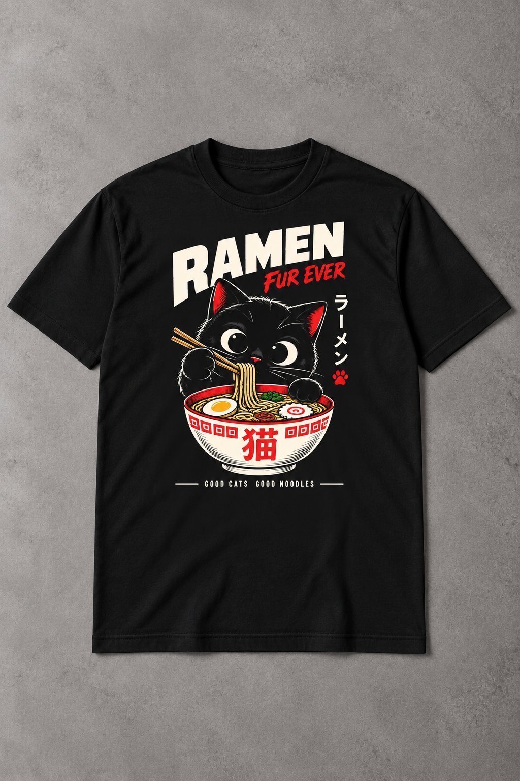Camiseta de Gatos Ramen Fur Ever – Gato Japonés Divertido - imagen 1