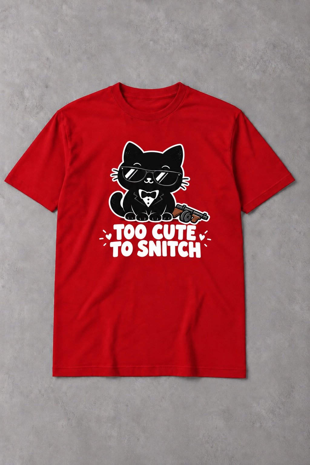 Camiseta Roja Gato Too Cute To Snitch - imagen 1