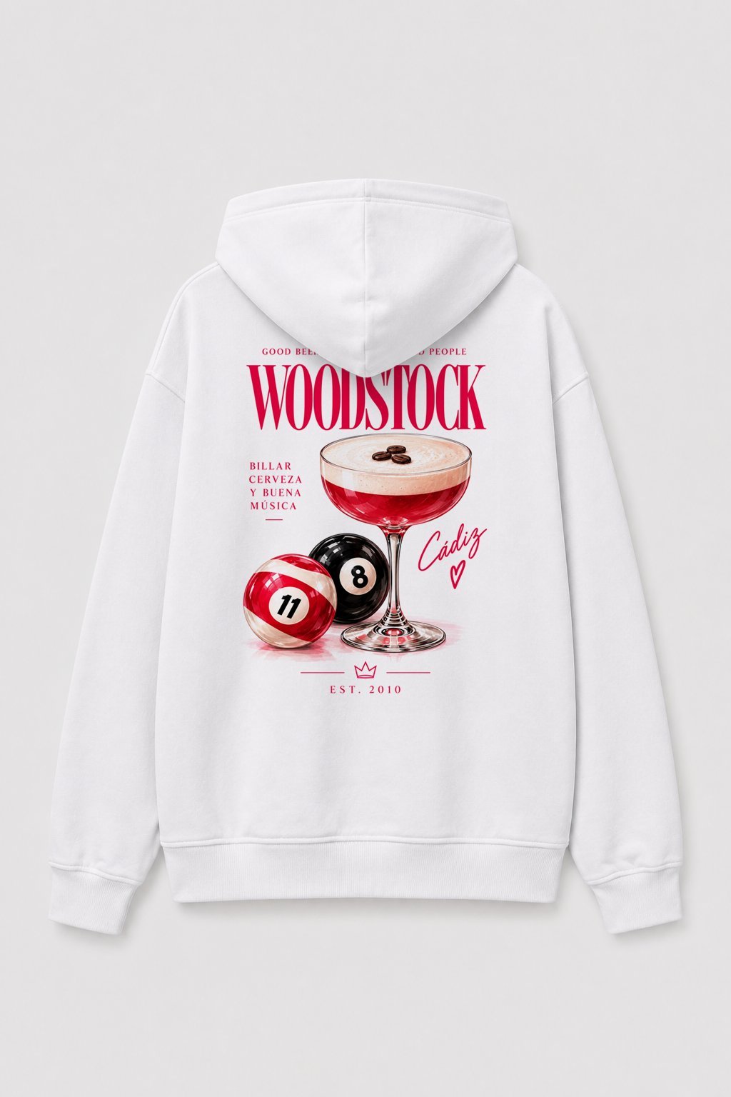 Sudadera Woodstock Cádiz Cocktail & Billar Blanca - imagen 1