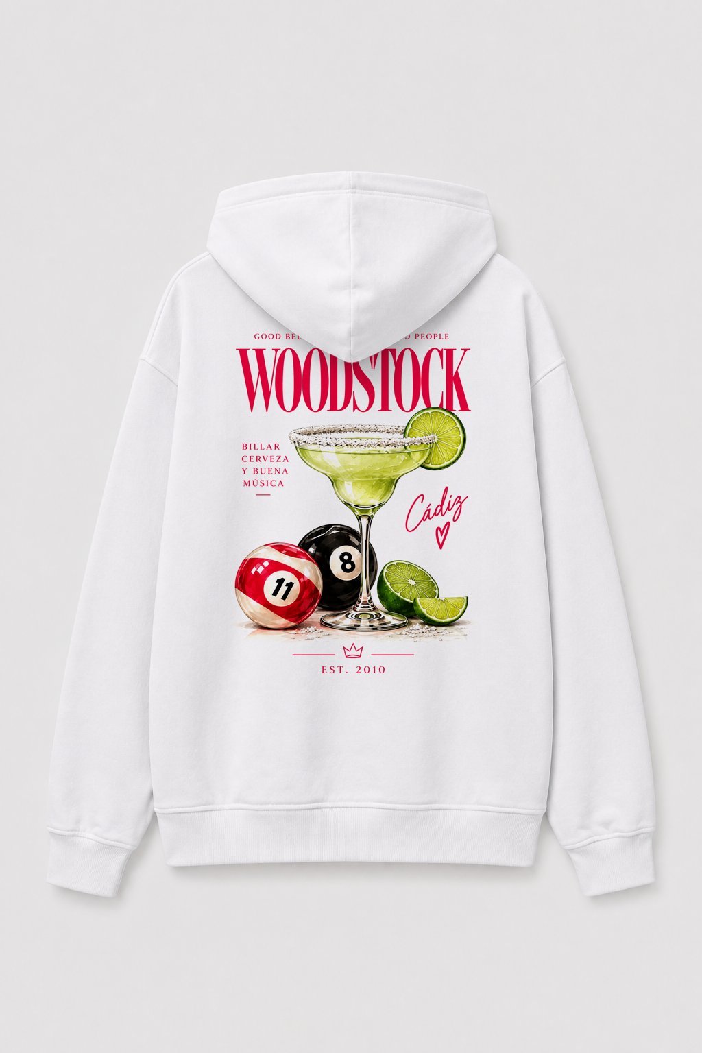 Sudadera Woodstock Cádiz Margarita & Billar Blanca - imagen 1